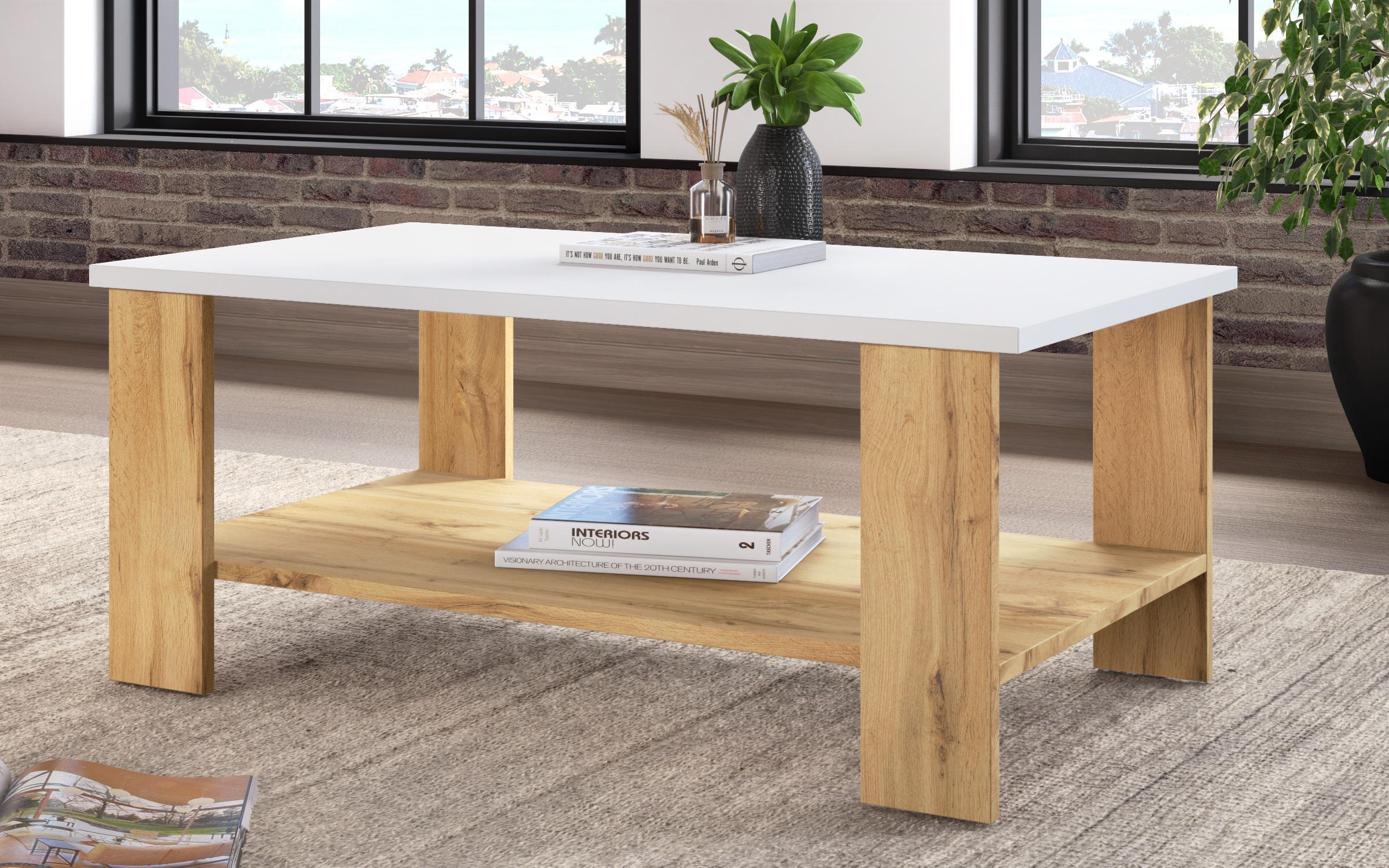 Coffee table Nesta, Wotan oak + white  1